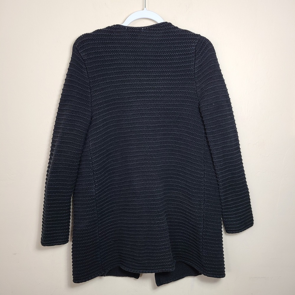 Old Navy Black Chunky Ribbed Knit Cardigan M Longline Old Minimalist Scandi Noir - Picture 8 of 8